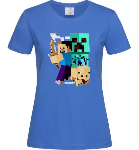 Жіноча футболка Майнкрафт зомбі Яскраво-синій фото