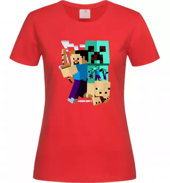 Жіноча футболка Майнкрафт зомбі Червоний фото