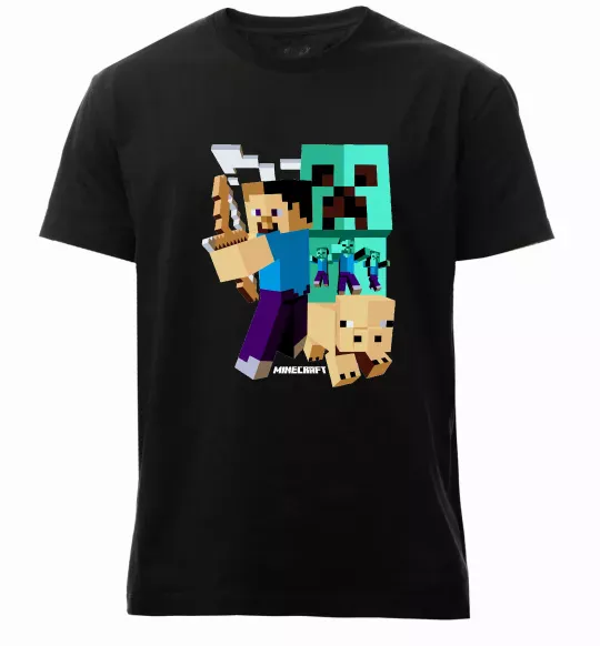 Мужская премиум футболка Майнкрафт зомбі Черный фото