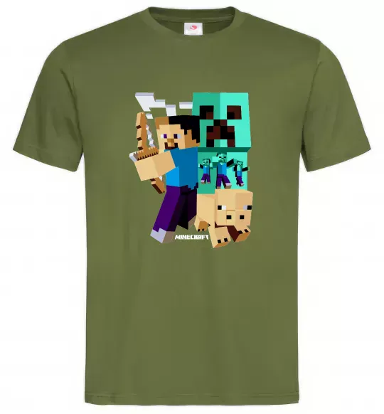 Чоловіча футболка Майнкрафт зомбі Оливковий фото