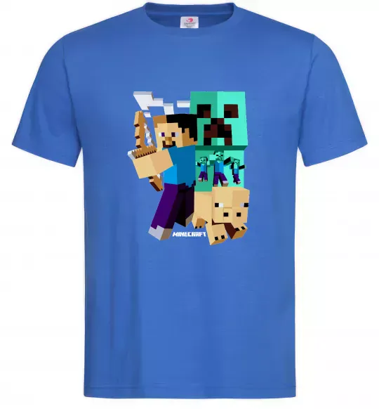 Чоловіча футболка Майнкрафт зомбі Яскраво-синій фото
