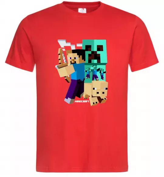 Чоловіча футболка Майнкрафт зомбі Червоний фото