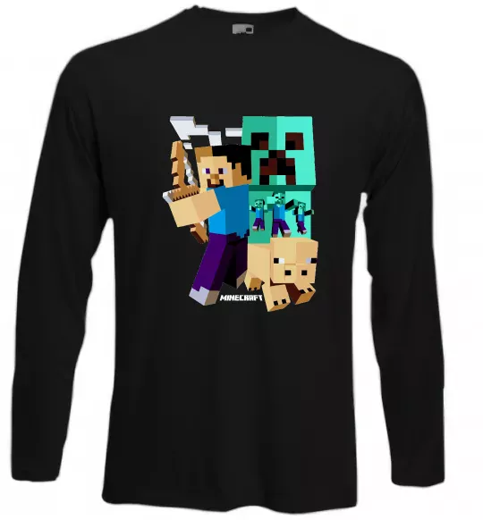 Лонгслів Майнкрафт зомбі Чорний фото