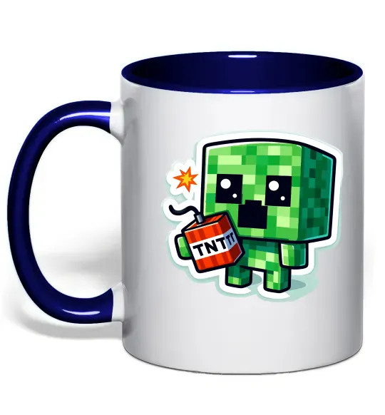 Чашка з кольоровою ручкою Tiny creeper Глибокий темно-синій фото