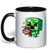 Чашка з кольоровою ручкою Tiny creeper Чорний Чашка з кольоровою ручкою Tiny creeper Чорний фото