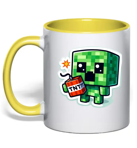 Чашка с цветной ручкой Tiny creeper Лимонный фото