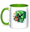 Чашка з кольоровою ручкою Tiny creeper Зелений Чашка з кольоровою ручкою Tiny creeper Зелений фото