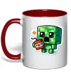 Чашка з кольоровою ручкою Tiny creeper Червоний Чашка з кольоровою ручкою Tiny creeper Червоний фото