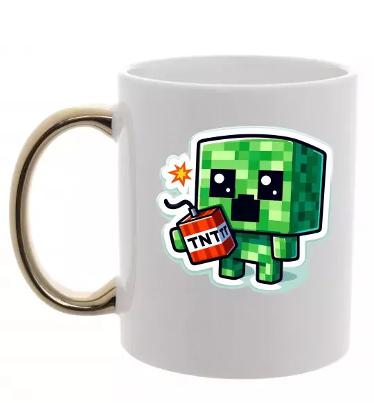 Чашка з кольоровою ручкою Tiny creeper Золото фото
