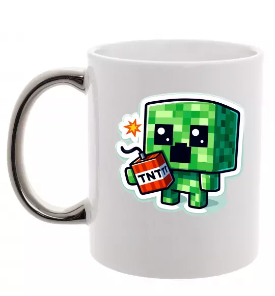 Чашка з кольоровою ручкою Tiny creeper Срібло фото