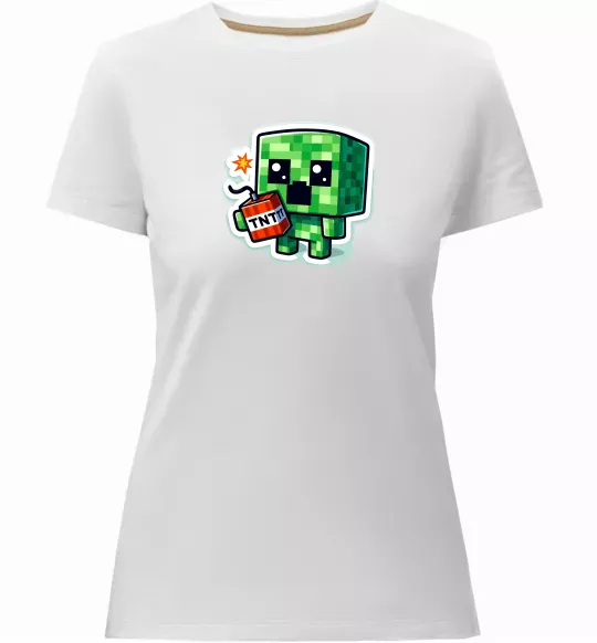 Жіноча преміум футболка Tiny creeper Білий фото