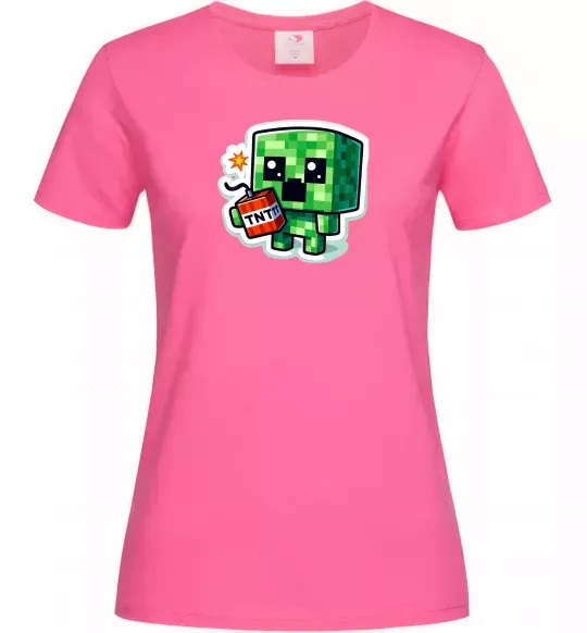 Жіноча футболка Tiny creeper Яскраво-рожевий фото