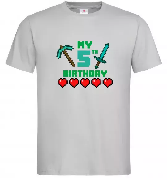 Мужская футболка My birthday Minecraft Серый фото