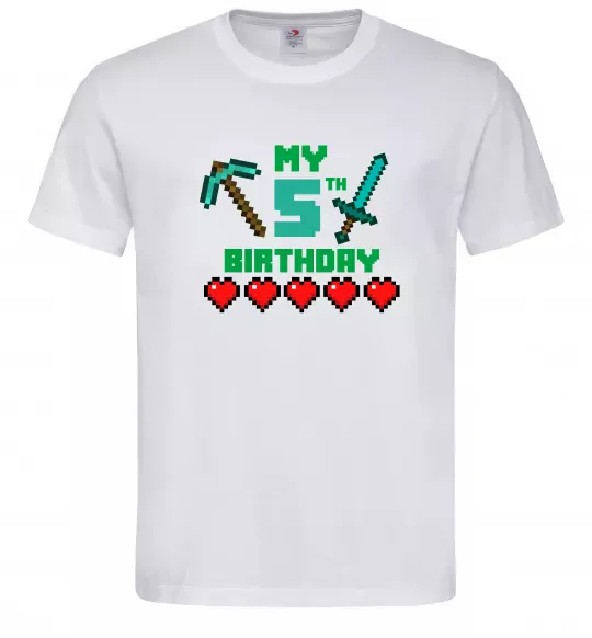Мужская футболка My birthday Minecraft Белый фото