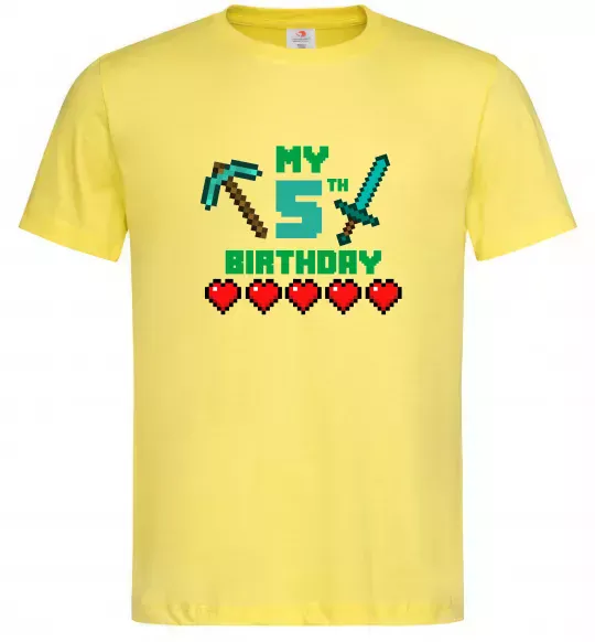 Мужская футболка My birthday Minecraft Лимонный фото