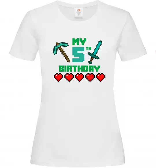 Женская футболка My birthday Minecraft Белый фото