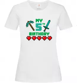 Женская футболка My birthday Minecraft Белый фото