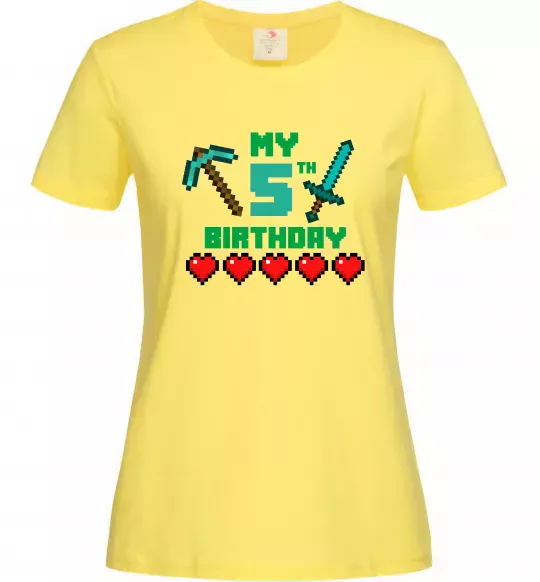 Женская футболка My birthday Minecraft Лимонный фото