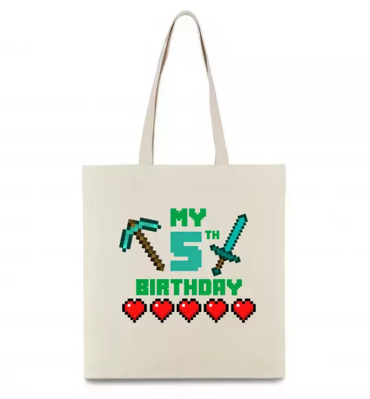 Еко-сумка My birthday Minecraft Бежевий фото