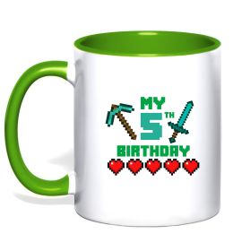 Чашка з кольоровою ручкою My birthday Minecraft