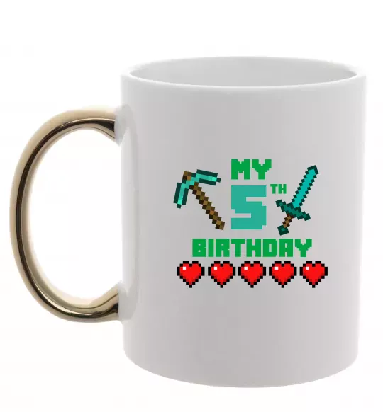 Чашка с цветной ручкой My birthday Minecraft Золото фото