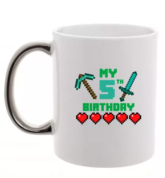 Чашка с цветной ручкой My birthday Minecraft Серебро фото