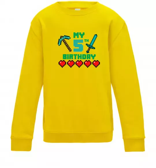 Детский Свитшот My birthday Minecraft Солнечно желтый фото
