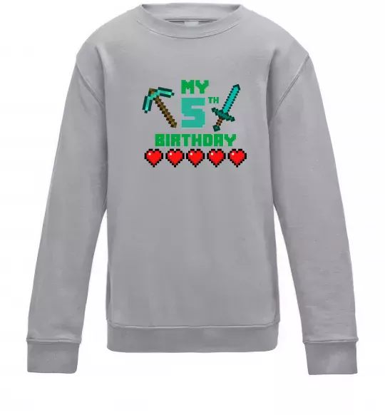 Детский Свитшот My birthday Minecraft Серый меланж фото