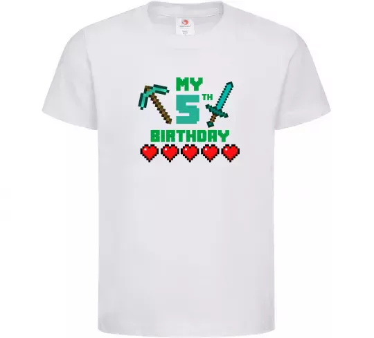 Дитяча футболка My birthday Minecraft Білий фото
