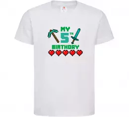 Дитяча футболка My birthday Minecraft Білий фото