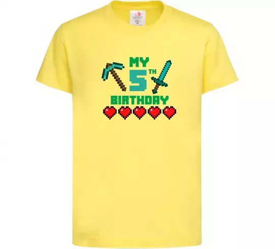Дитяча футболка My birthday Minecraft Лимонний фото