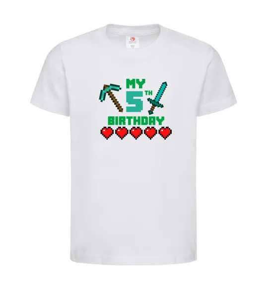 Детская футболка My birthday Minecraft Белый фото