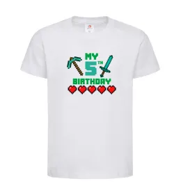 Детская футболка My birthday Minecraft Белый фото