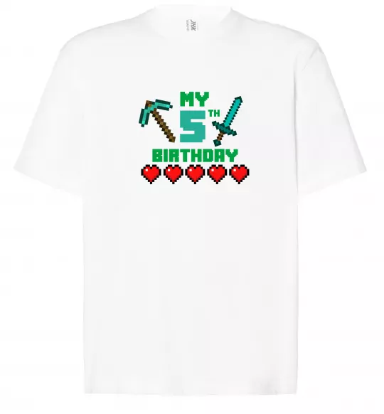 Футболка Оверсайз My birthday Minecraft Белый фото