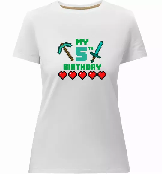 Жіноча преміум футболка My birthday Minecraft Білий фото
