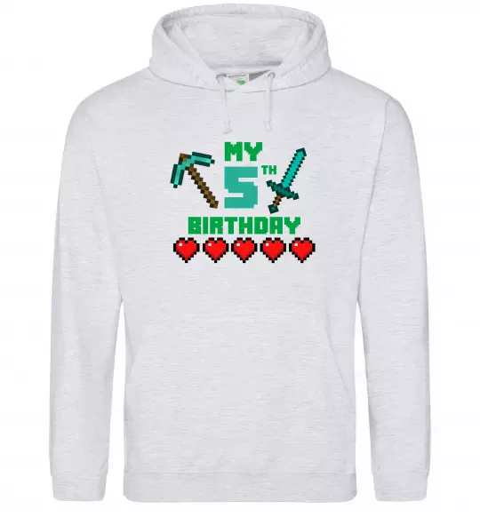 Женская толстовка (худи) My birthday Minecraft Серый меланж фото