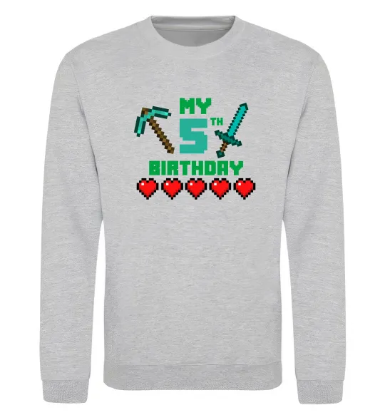 Свитшот My birthday Minecraft Серый меланж фото