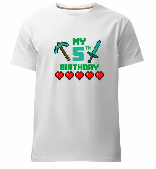 Мужская премиум футболка My birthday Minecraft Белый фото
