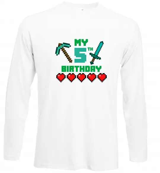 Лонгслив My birthday Minecraft Белый фото