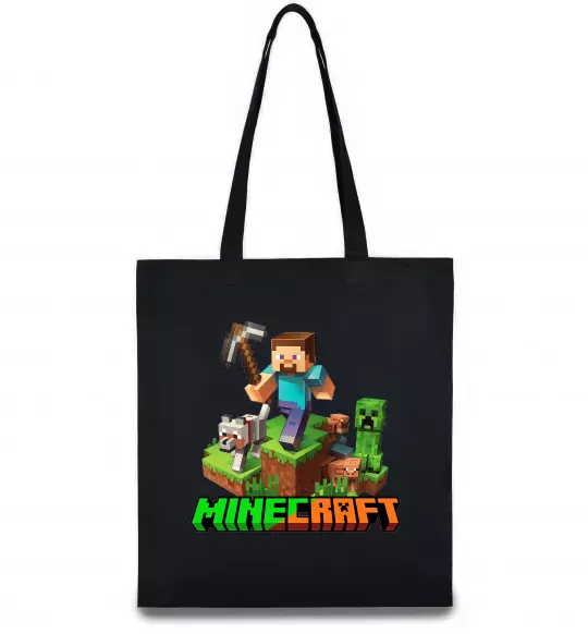 Эко-сумка Майнкрафт з киркою Черный фото