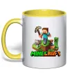 Чашка с цветной ручкой Майнкрафт з киркою Солнечно желтый фото