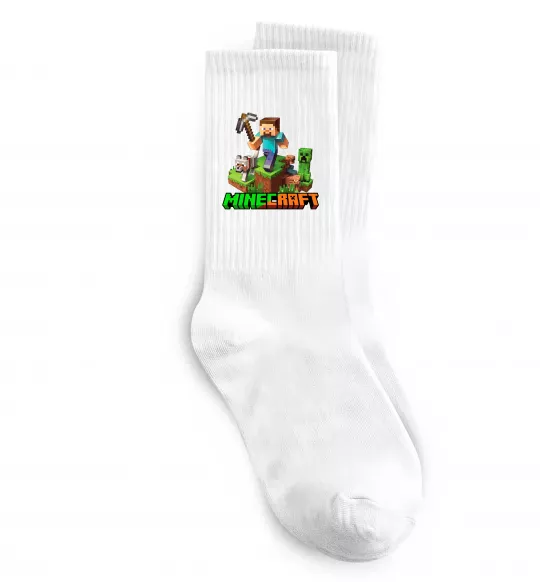 Носки Майнкрафт з киркою Белый фото