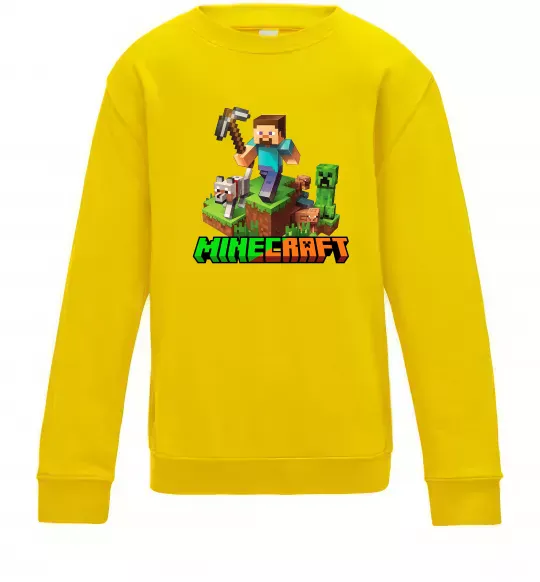 Детский Свитшот Майнкрафт з киркою Солнечно желтый фото