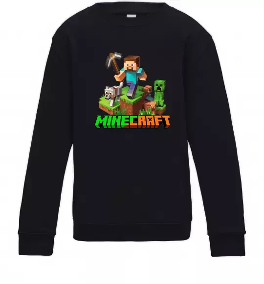 Детский Свитшот Майнкрафт з киркою Черный фото
