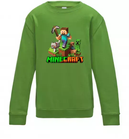 Детский Свитшот Майнкрафт з киркою Лаймовый фото