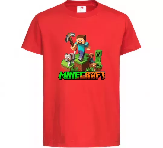 Дитяча футболка Майнкрафт з киркою Червоний фото