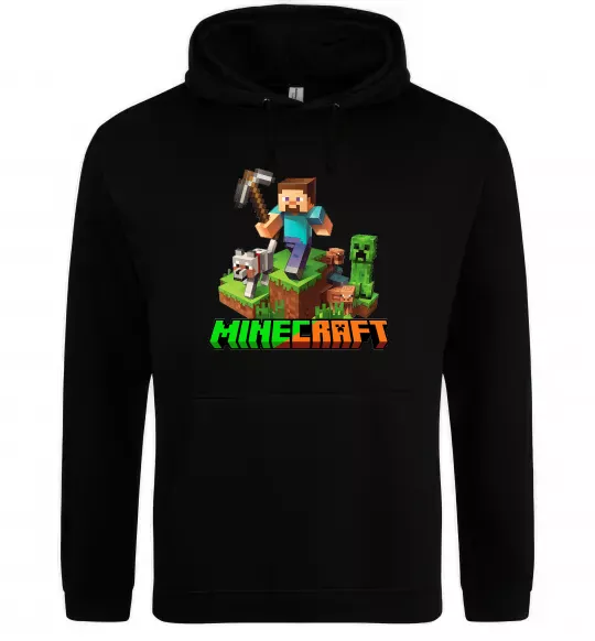Женская толстовка (худи) Майнкрафт з киркою Черный фото