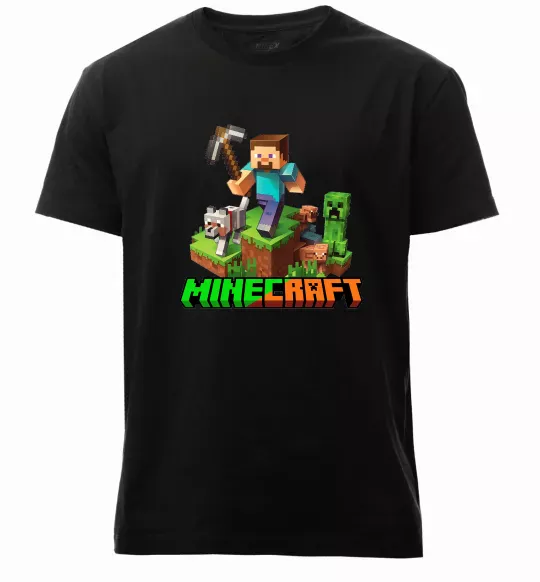 Мужская премиум футболка Майнкрафт з киркою Черный фото