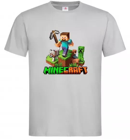 Чоловіча футболка Майнкрафт з киркою Сірий фото