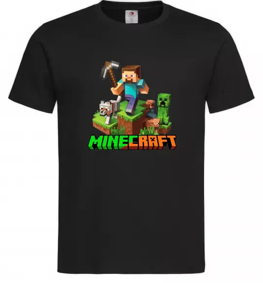 Чоловіча футболка Майнкрафт з киркою Чорний фото